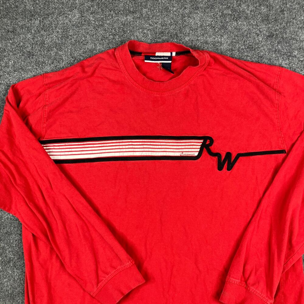 Rocawear Long Sleeve T-Shirt Mens 2XL Red Graphic Logo‎ Urban Streetwear Tee
